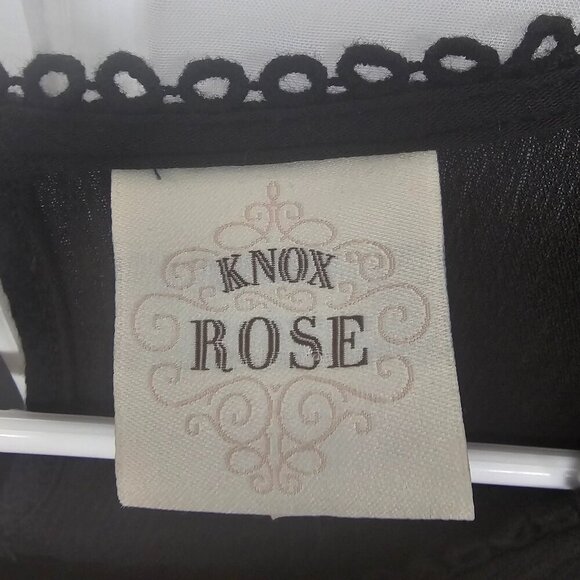 Knox Rose Black Embroidered Shift Dress Floral Boho Retro Festival M - Picture 10 of 13